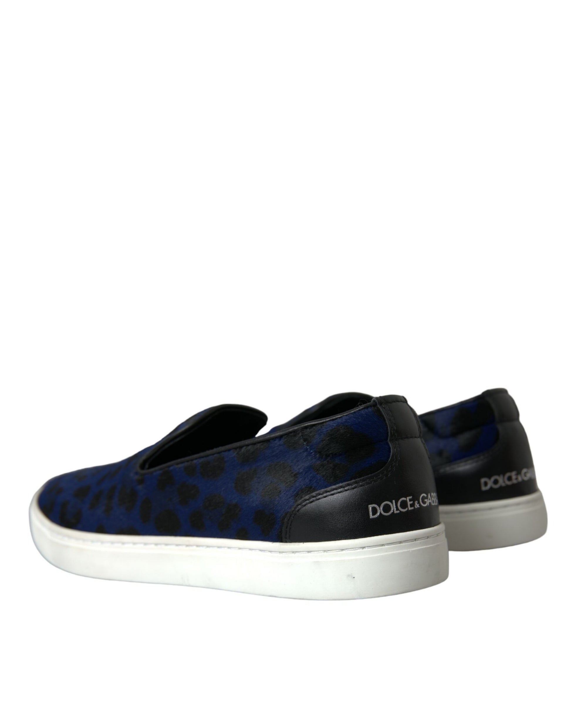 Blue Calfskin Hair Leopard Sneakers Shoes