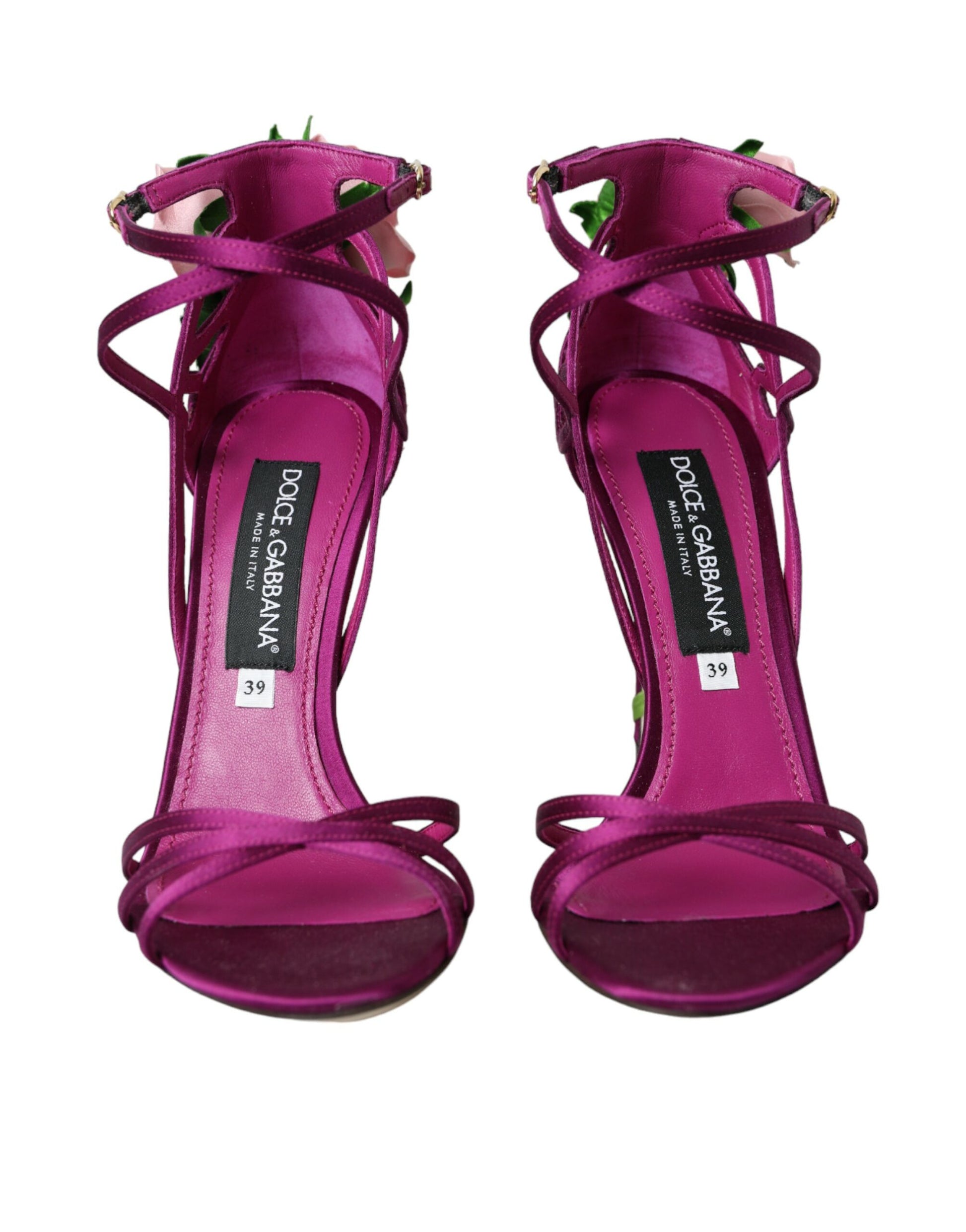 Purple Flower Satin Heels Sandals Shoes