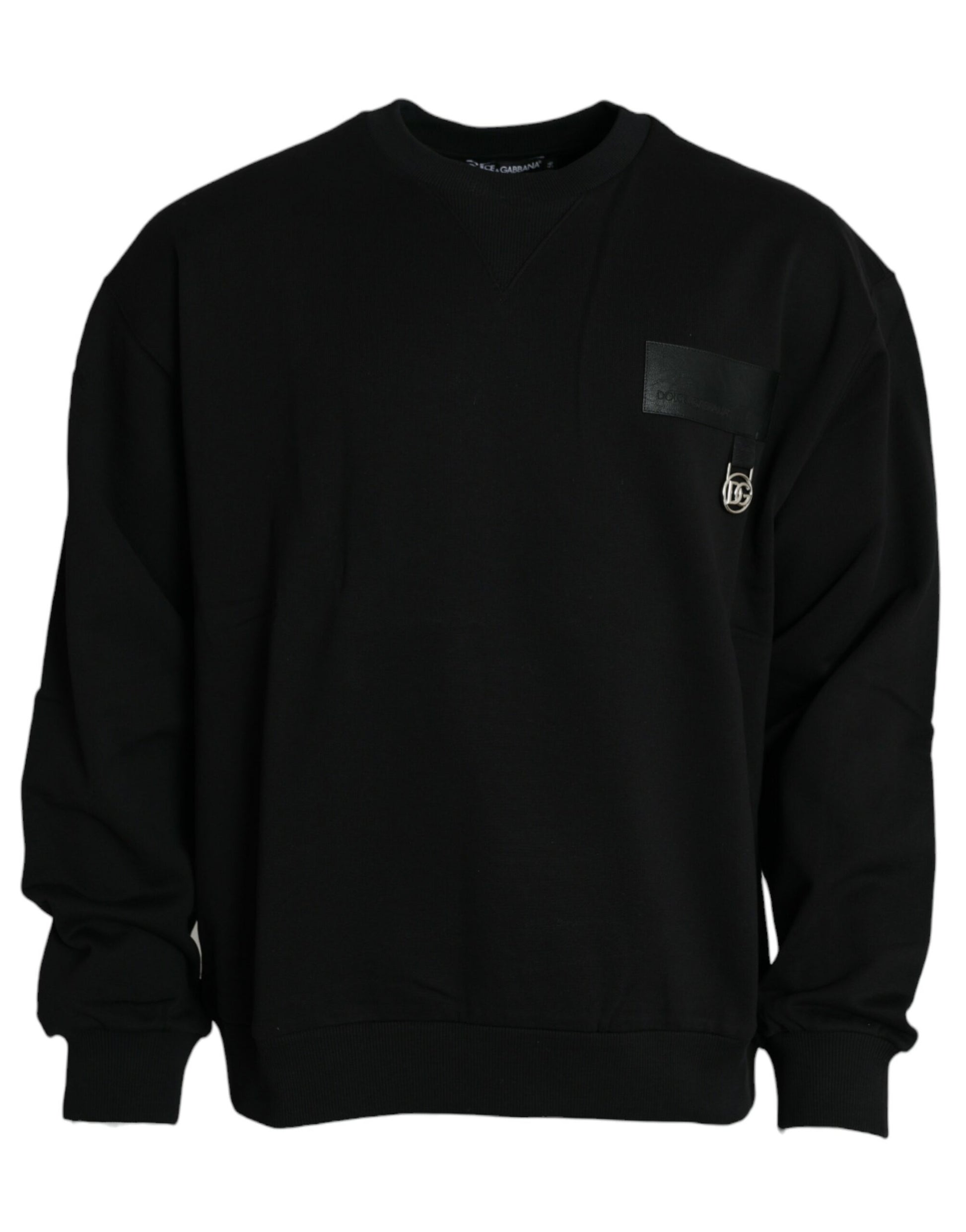 Black Logo Cotton Long Sleeves Sweatshirt Sweater