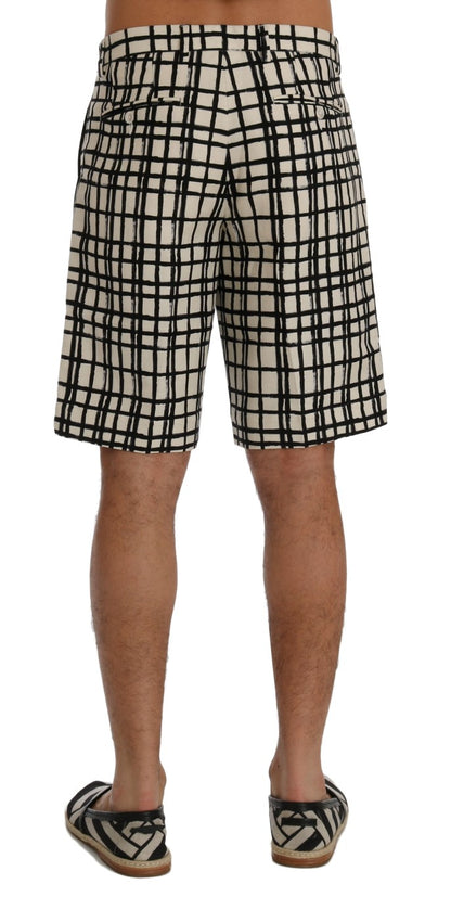 Elegant Striped Cotton-Linen Shorts