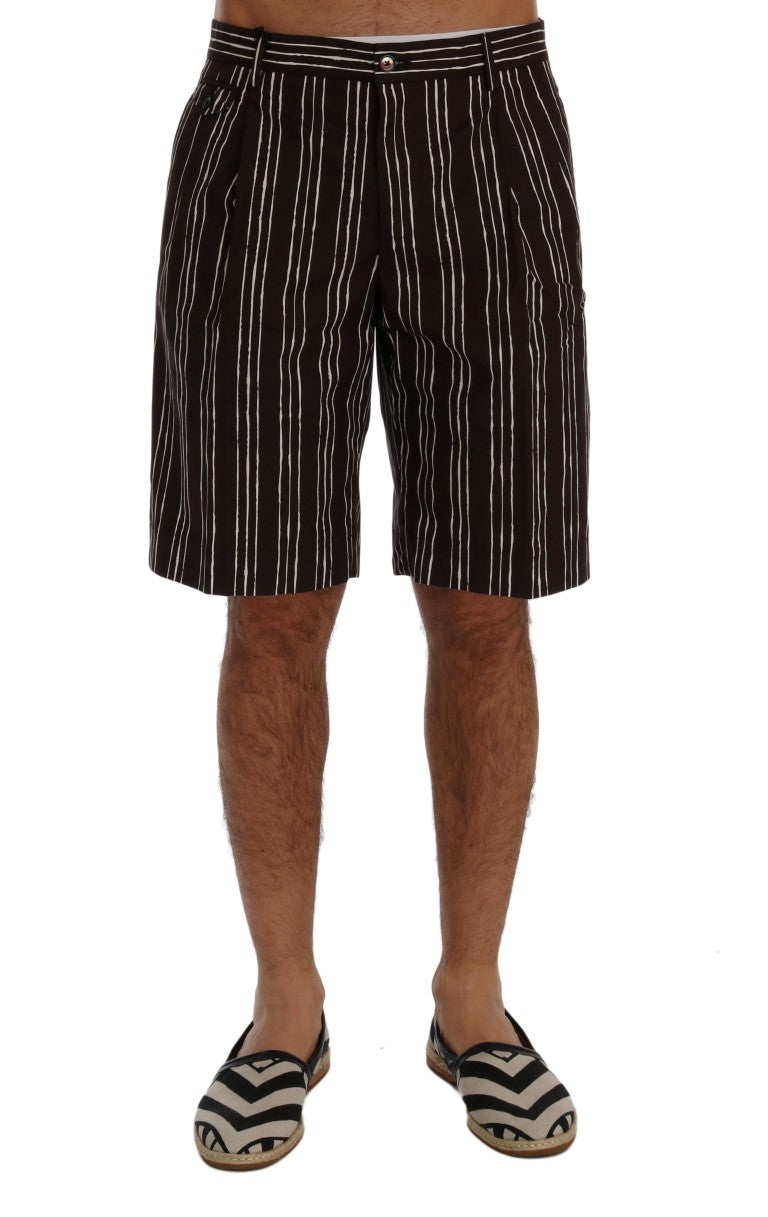 Bordeaux Striped Cotton Knee High Shorts