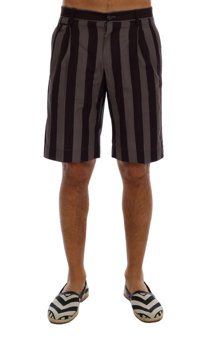 Casual Striped Cotton Shorts