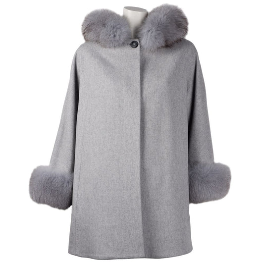 Elegant Wool Short Coat with Fur Accents