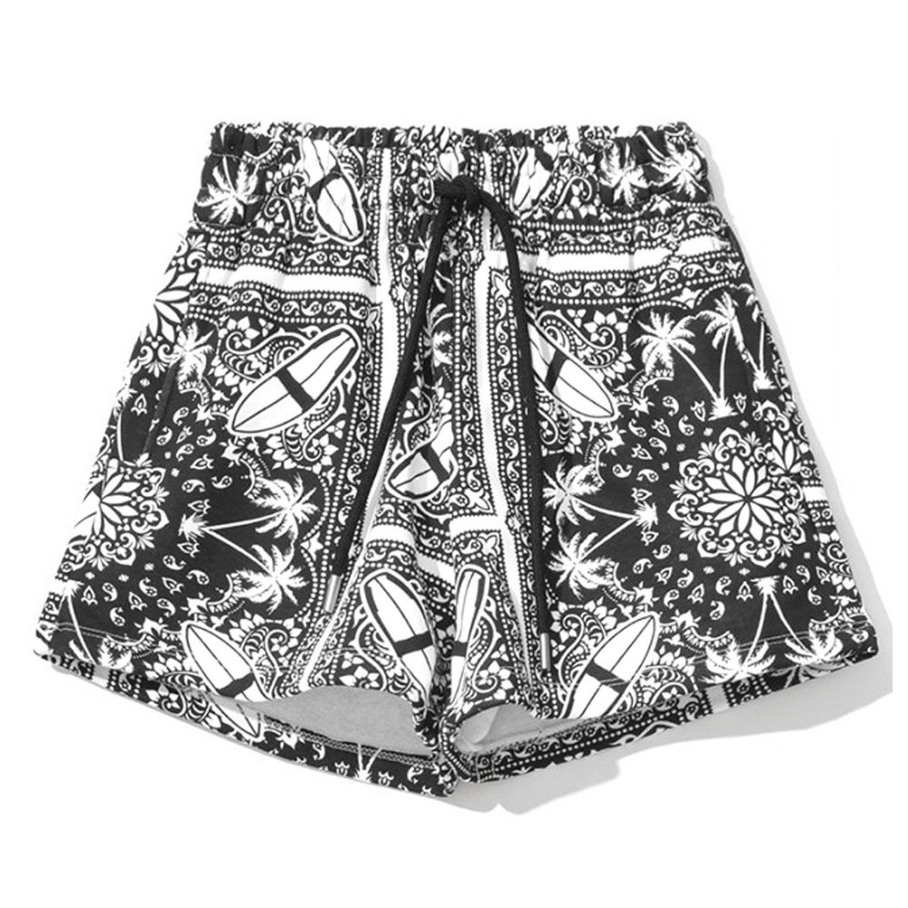 Chic Monochrome Palms Cotton Shorts