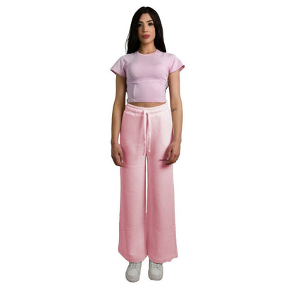 Chic Pink Palazzo Pants with Drawstring