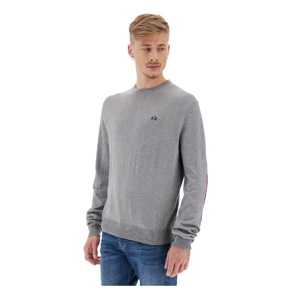 Embroidered Logo Cotton Crew Neck Sweater