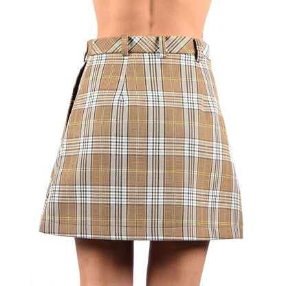 Chic Tartan Cotton Blend Mini Skirt