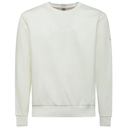 Chic White Tech Fabric Crewneck Sweater