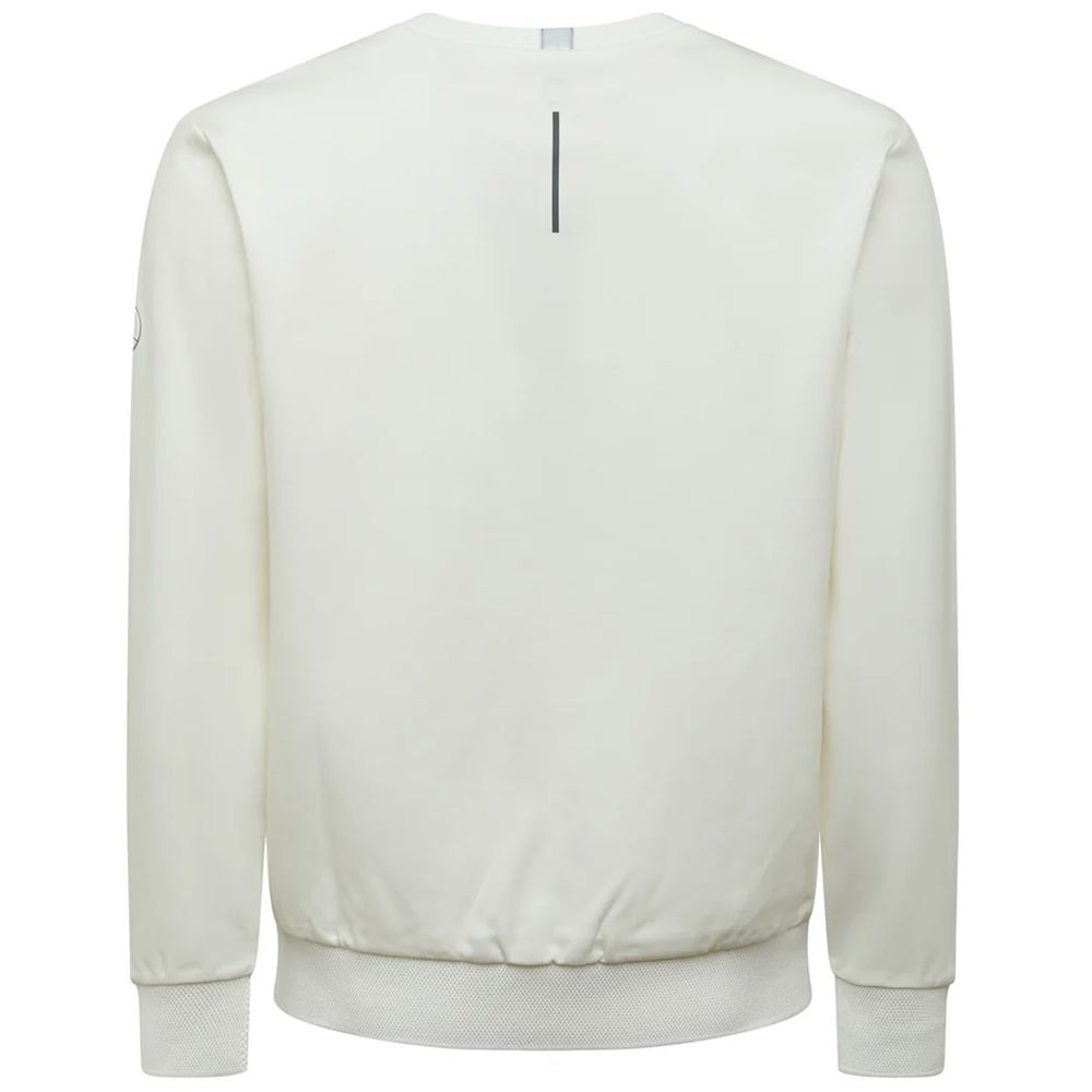 Chic White Tech Fabric Crewneck Sweater