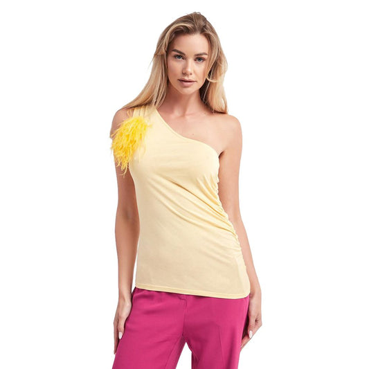 Sunny Feather-Adorned Cotton Top