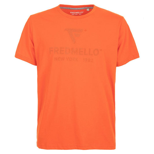 Orange Cotton Men T-Shirt