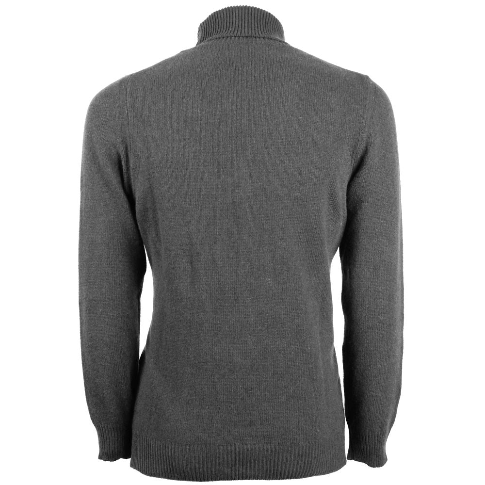 Elegant Gray Cashmere Turtleneck Sweater