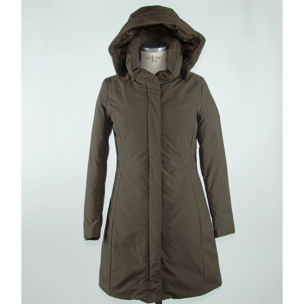 Elegant Brown Polygon Jacket with Hood