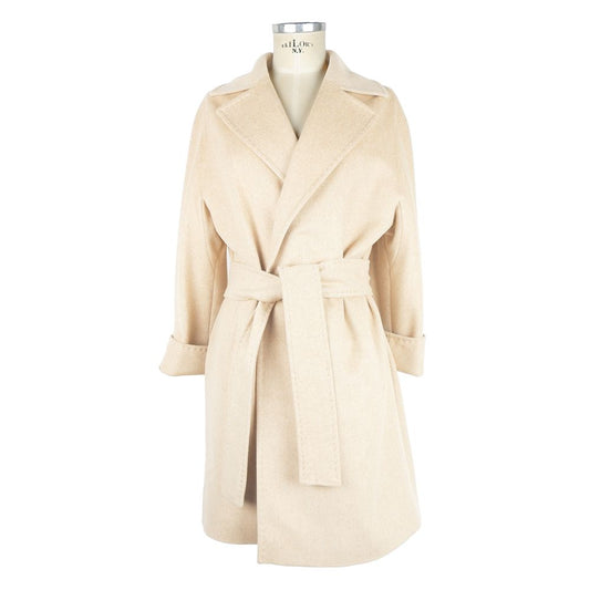 Elegant Wool Vergine Beige Women's Coat