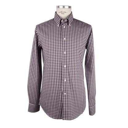 Elegant Red Checkered Milano Cotton Shirt