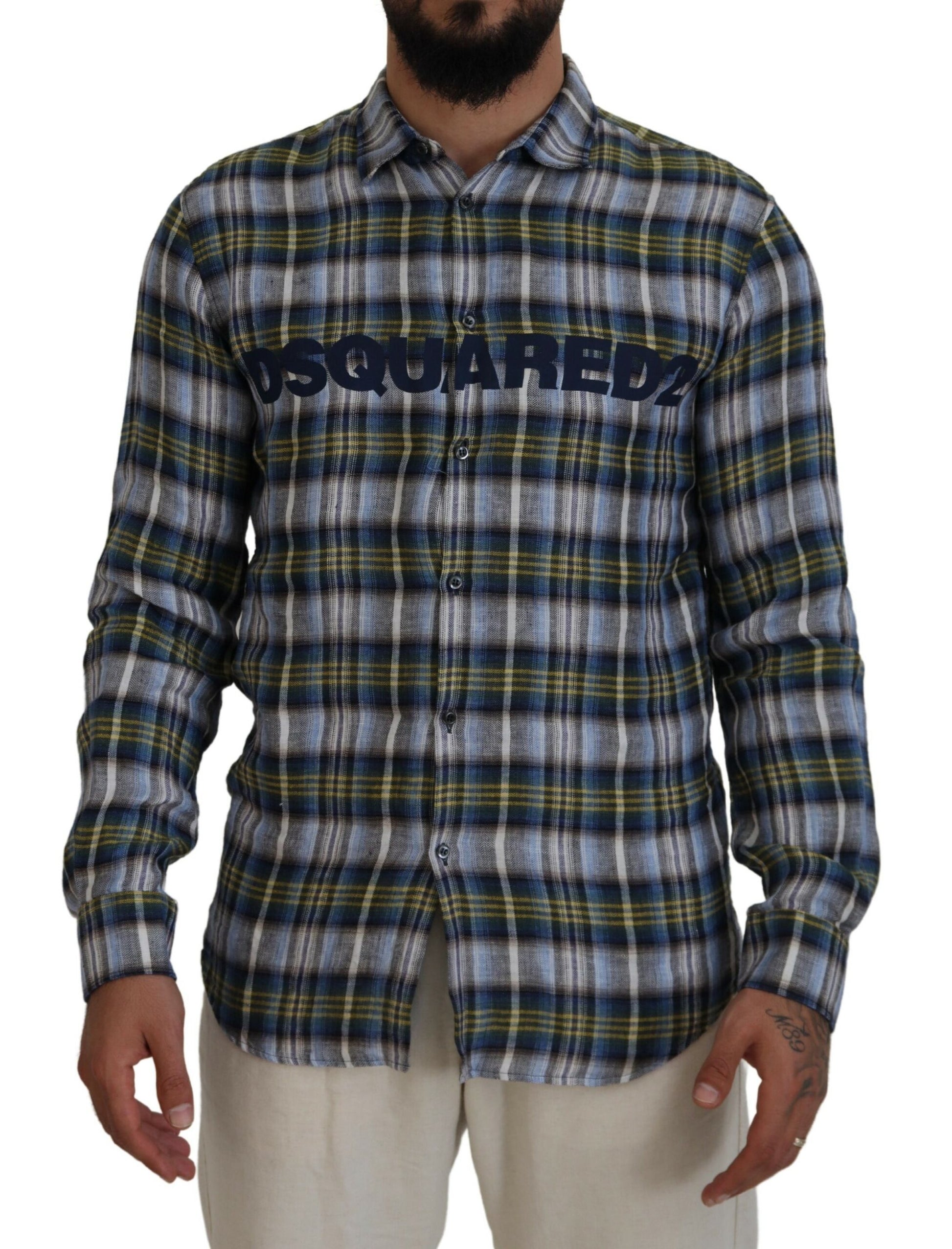 Multicolor Checkered Casual Men Long Sleeves Shirt