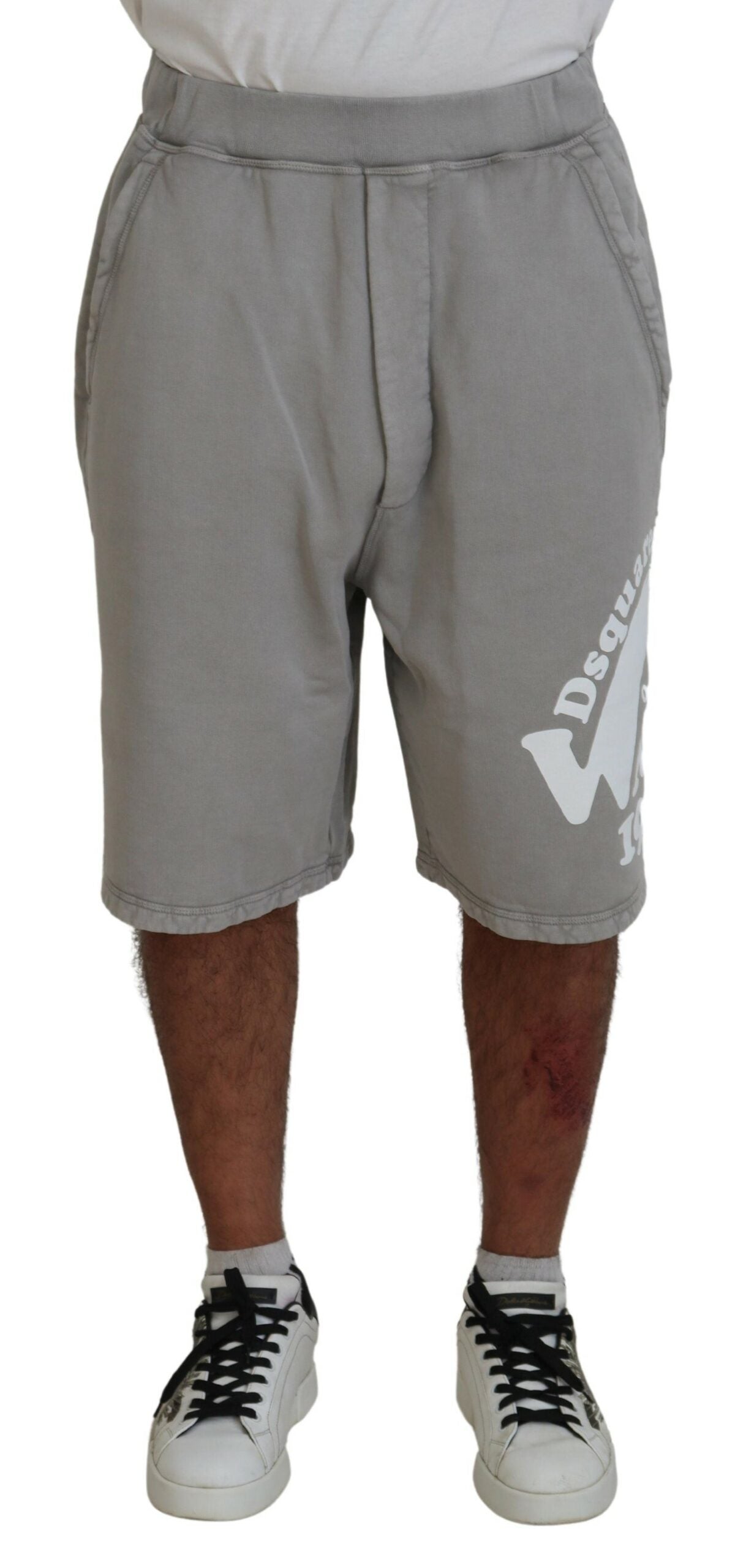 Gray Printed Pull On Men Casual Bermuda Shorts