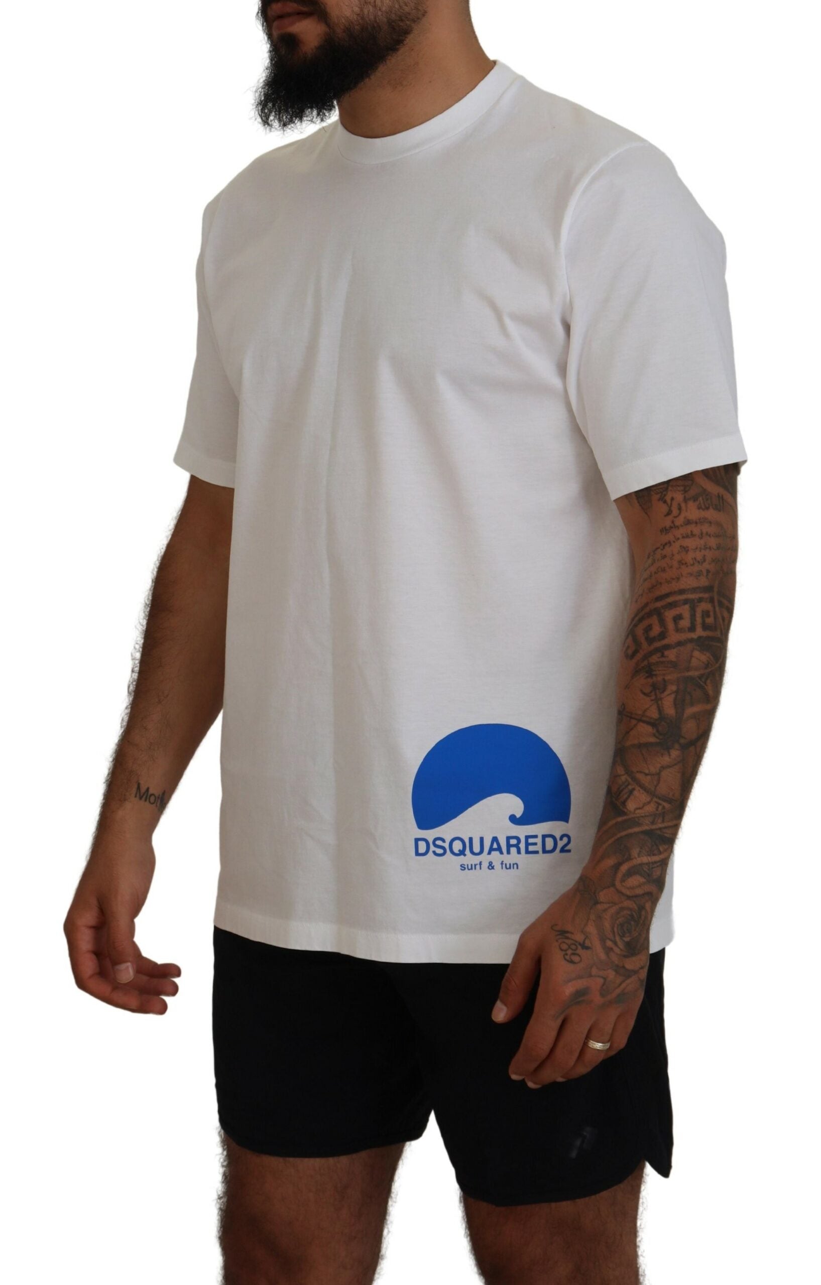 White Cotton Short Sleeves Crewneck T-shirt