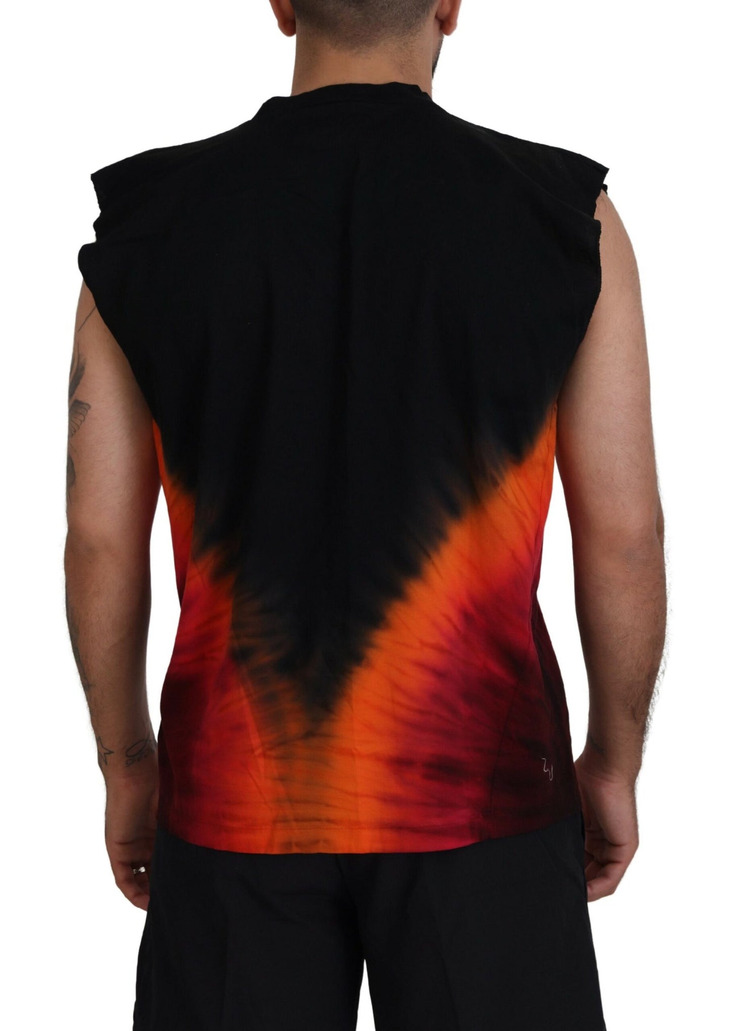 Black Orange Cotton Sleeveless Tank T-shirt