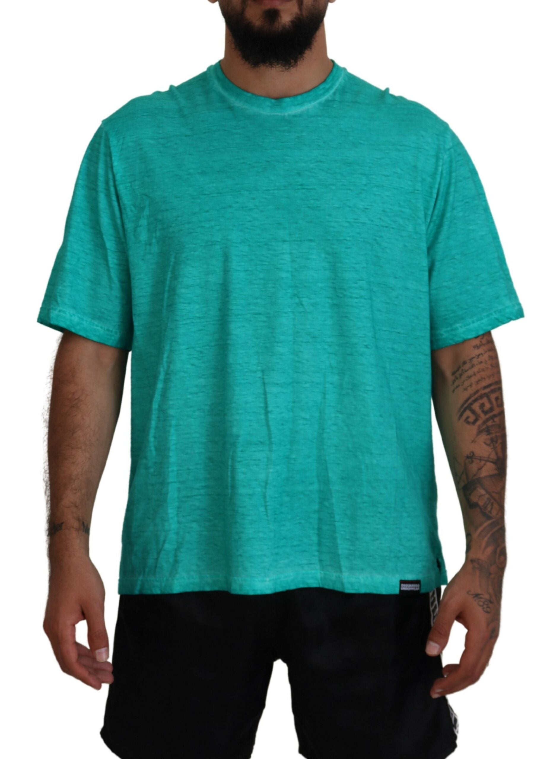 Light Green Cotton Linen Short Sleeves T-shirt