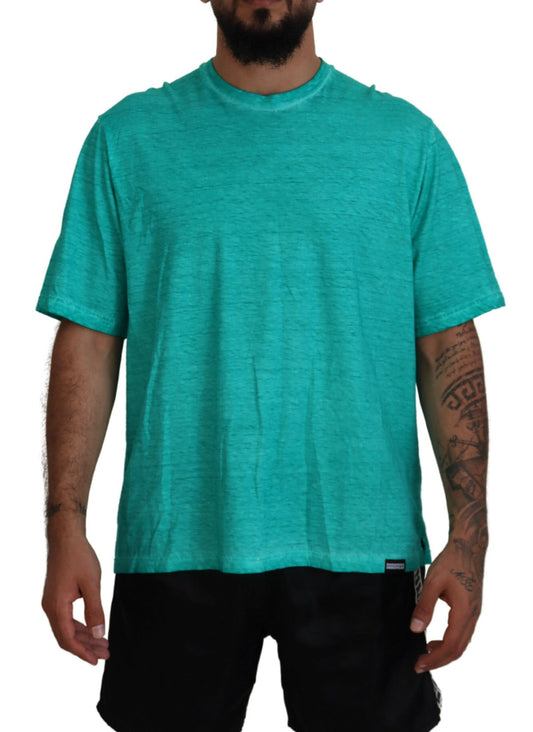 Light Green Cotton Linen Short Sleeves T-shirt