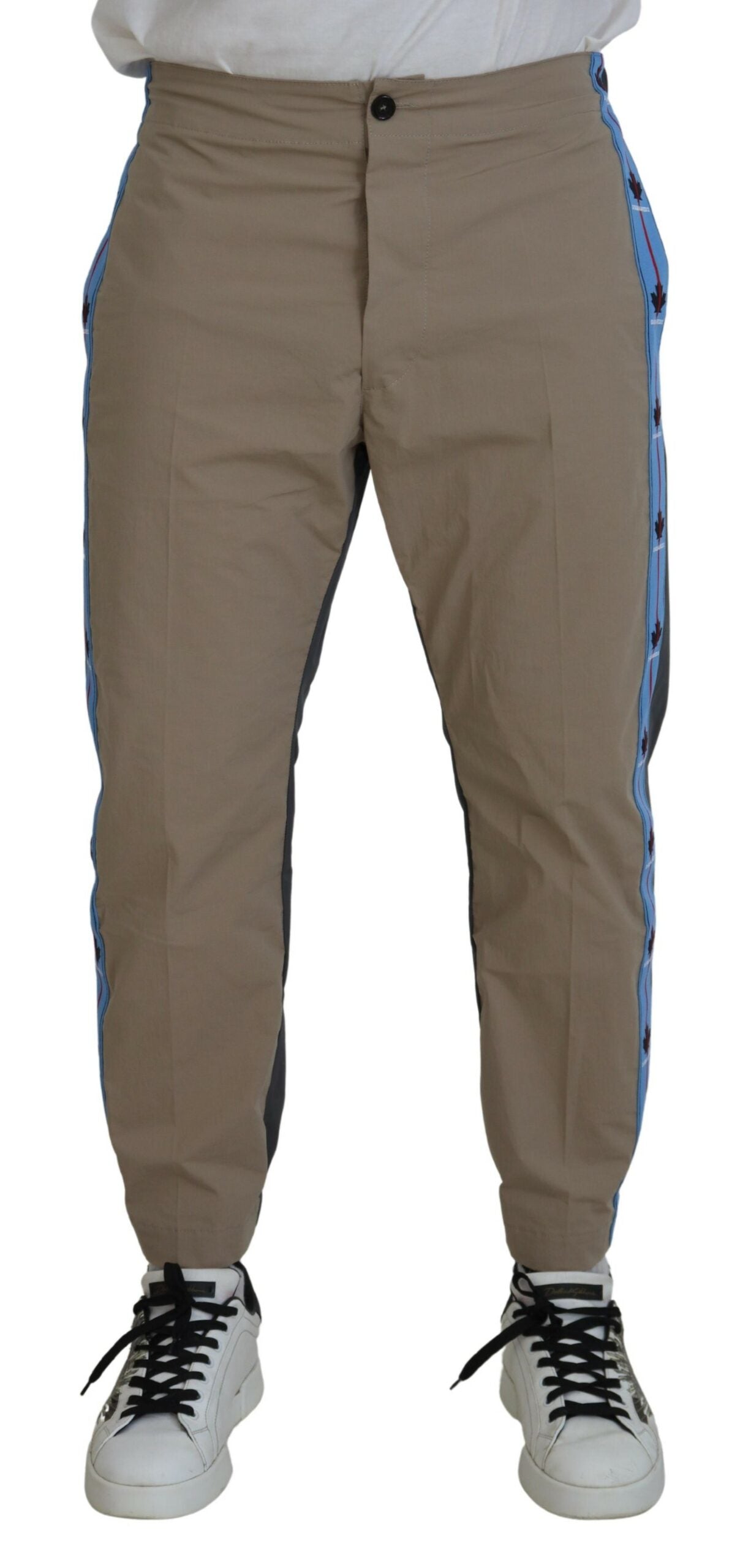 Cotton Brown Gray Two Tone Men Casual Pants