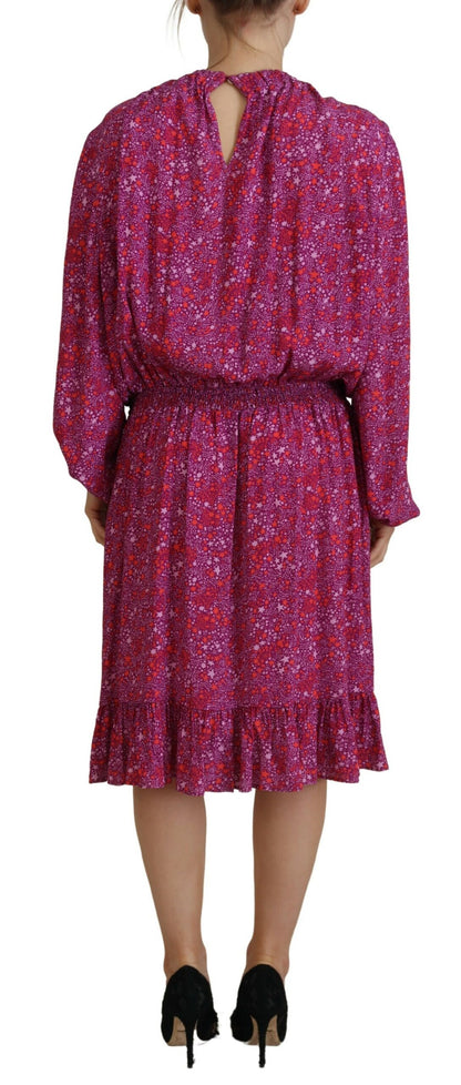 Fuchsia Stars Embellished Long Sleeves Dress