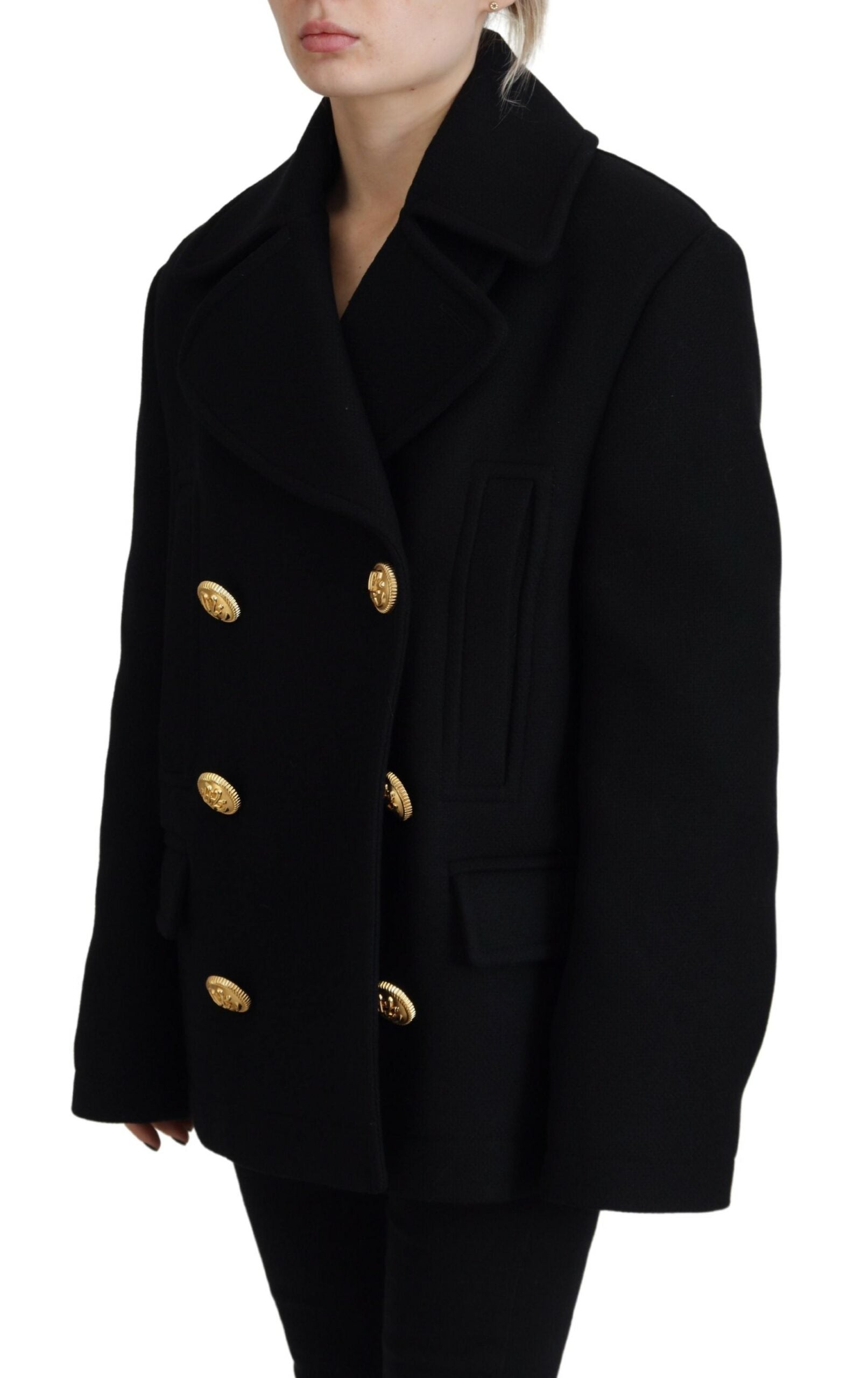 Black Double Breasted Coat Blazer Jacket