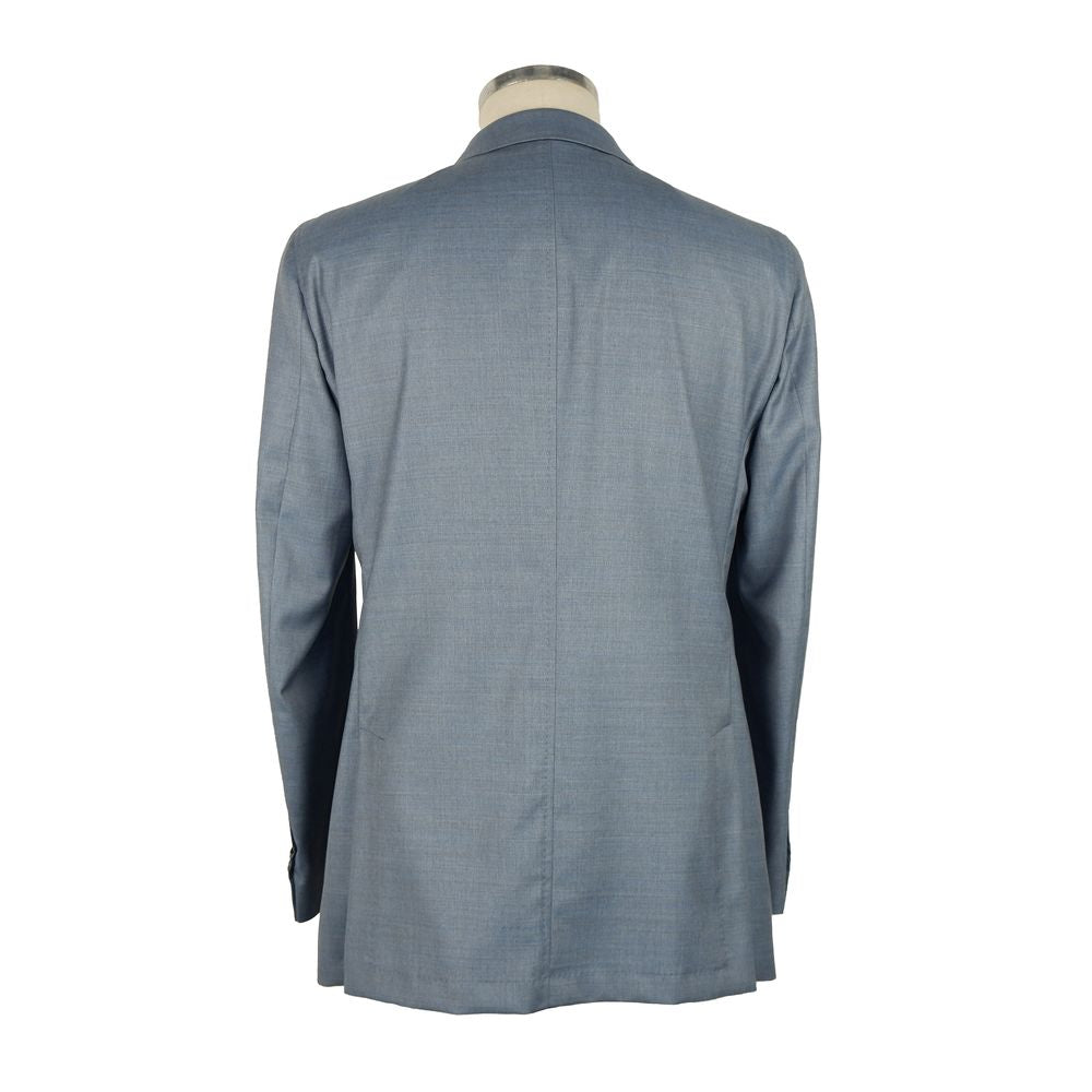 Elegant Summer Men's Light Blue Wool Jacket