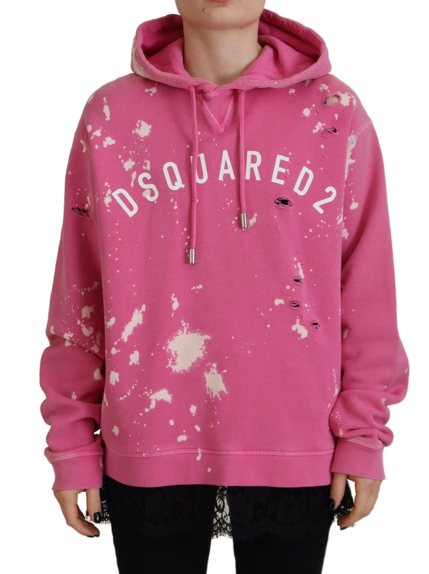 Pink Logo Print Cotton Hoodie Sweatshirt Sweater