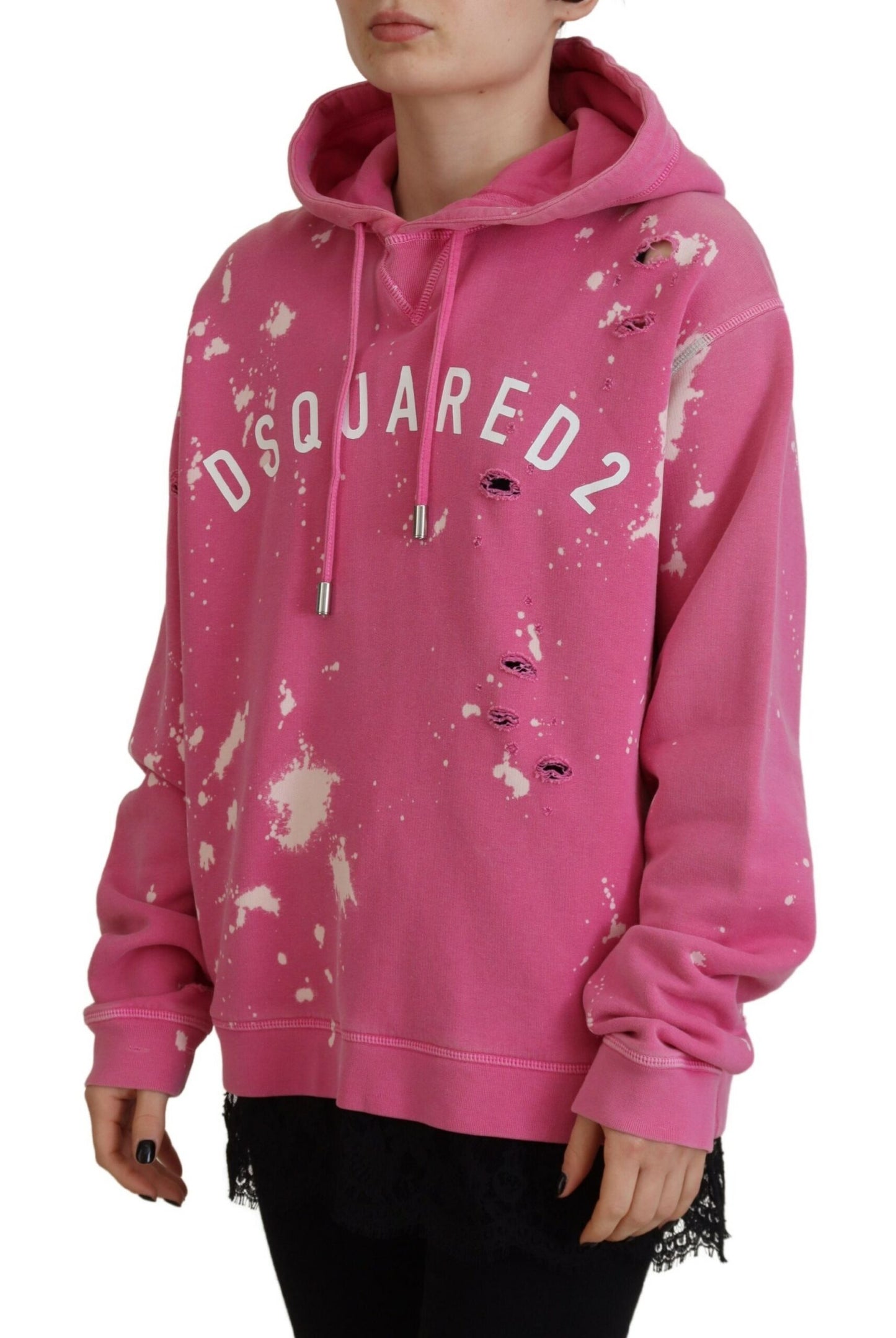 Pink Logo Print Cotton Hoodie Sweatshirt Sweater