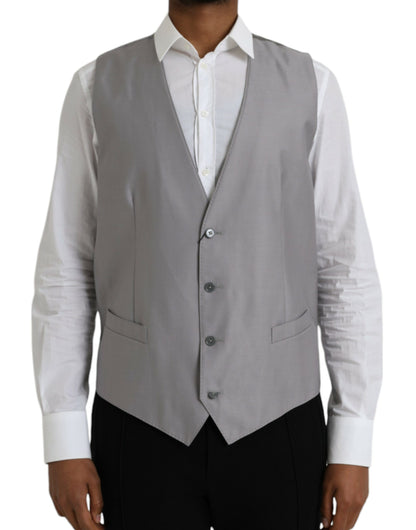 Light Gray Wool Formal Dress Waistcoat Vest