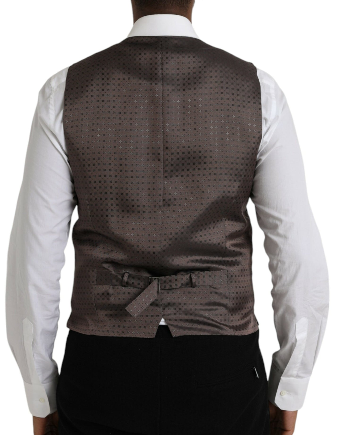 Black Brown Silk Waistcoat Dress Formal Vest