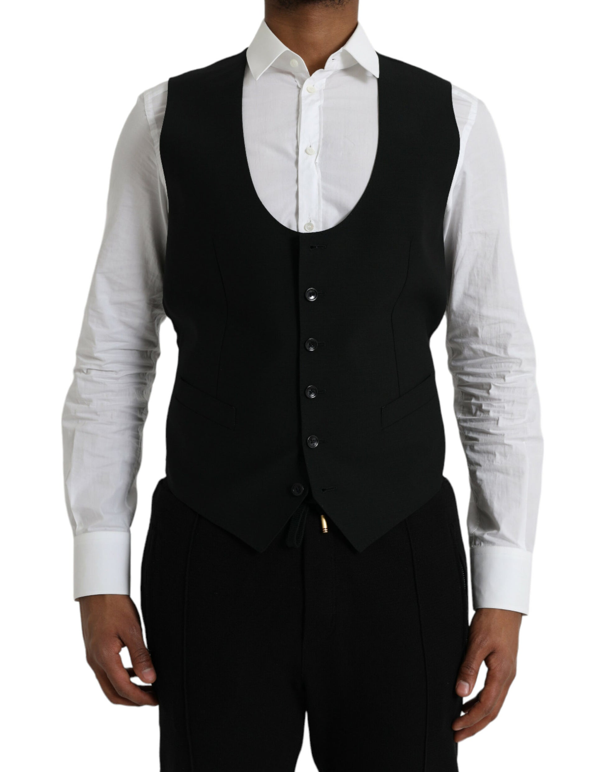 Black Wool Waistcoat Dress Formal Vest