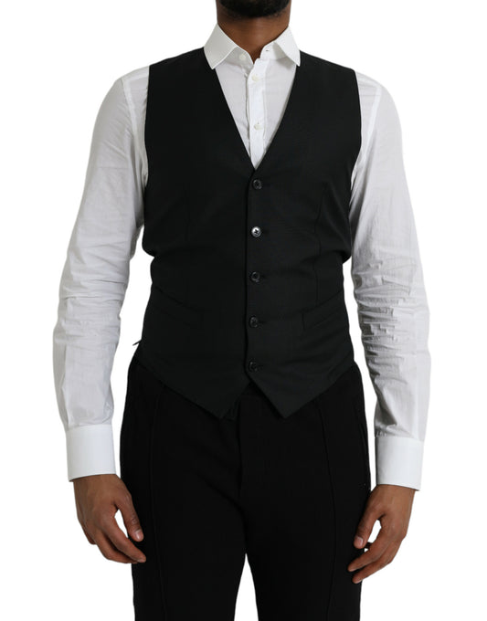 Black Wool Waistcoat Dress Formal Vest