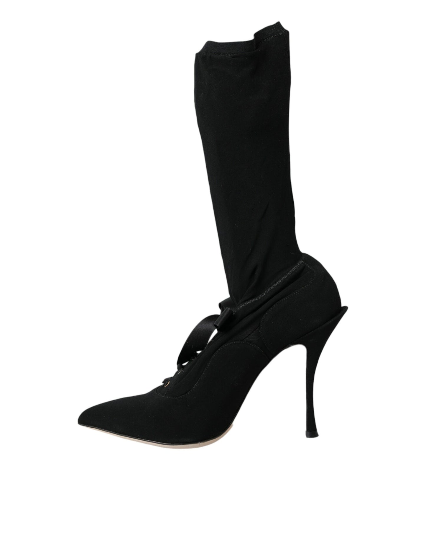 Black Stiletto Heels Mid Calf Boots Shoes