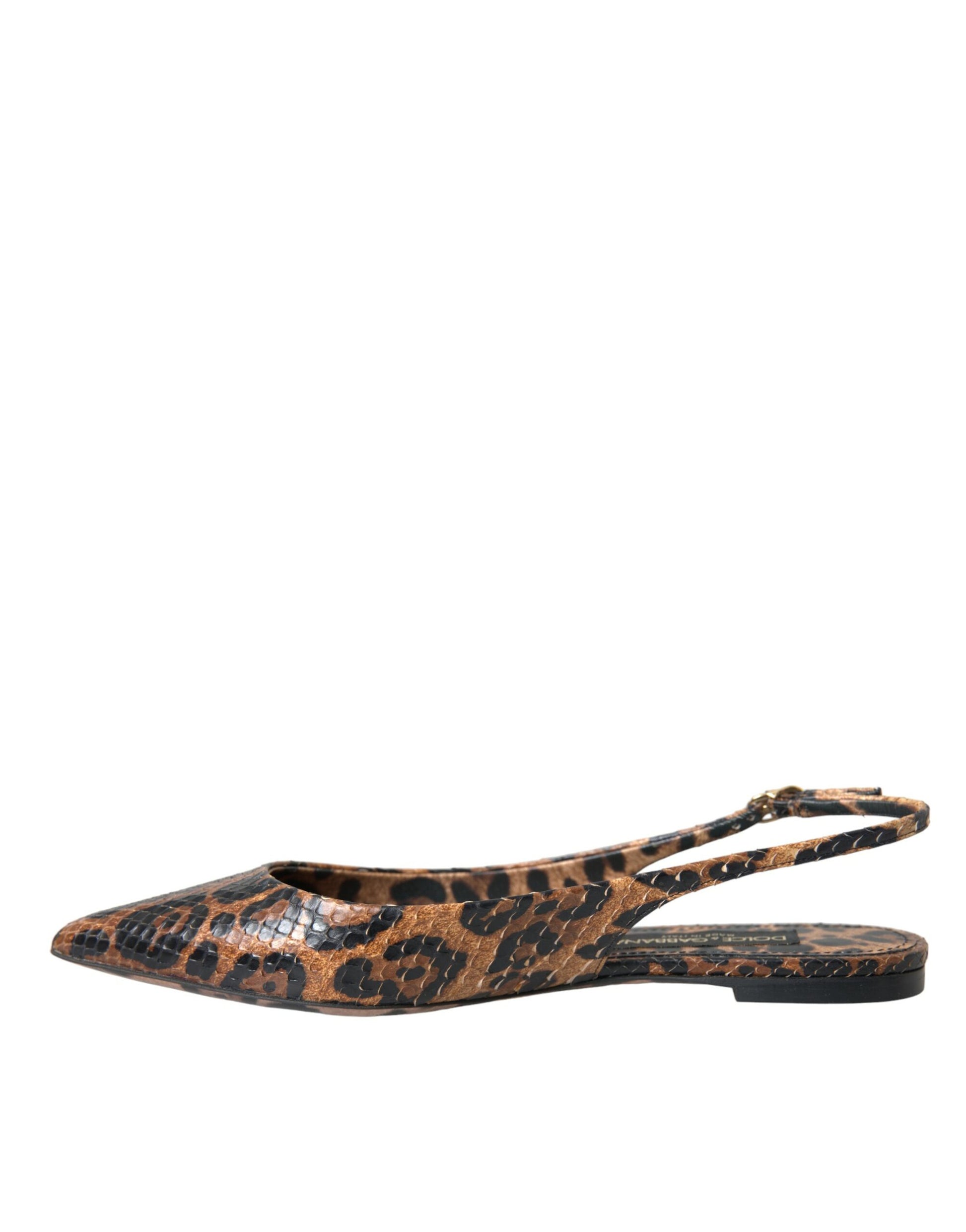 Brown Leopard Exotic Skin Slingback Shoes