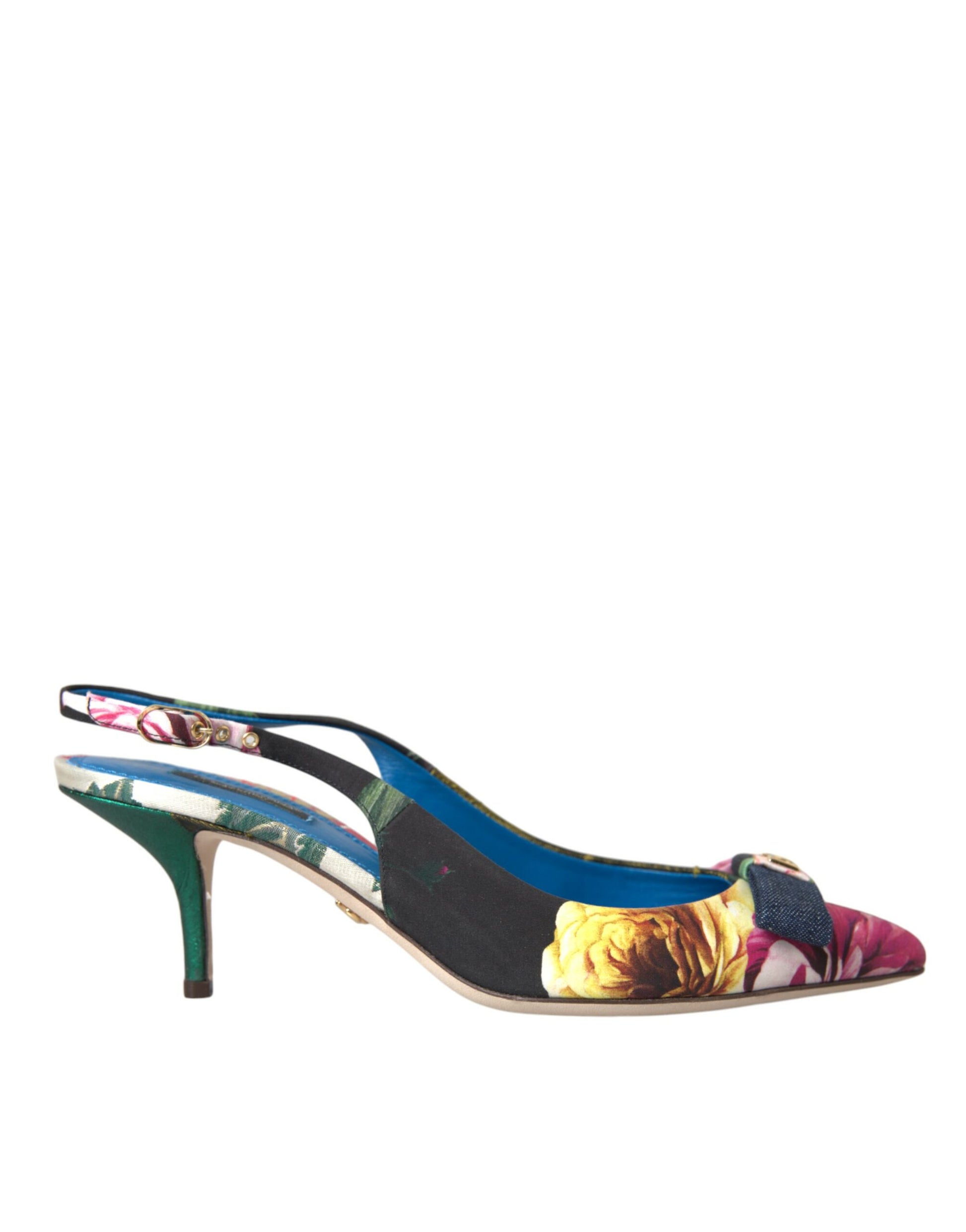 Multicolor Floral Patchwork Slingbacks Shoes