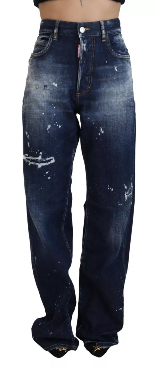 Blue High Waist Tattered Denim Jeans San Diego