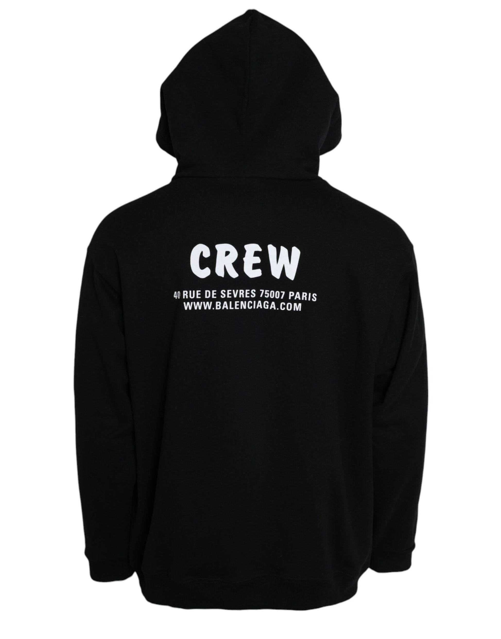 Black Cotton CREW Hooded Pullover Sweatshirt Sweater