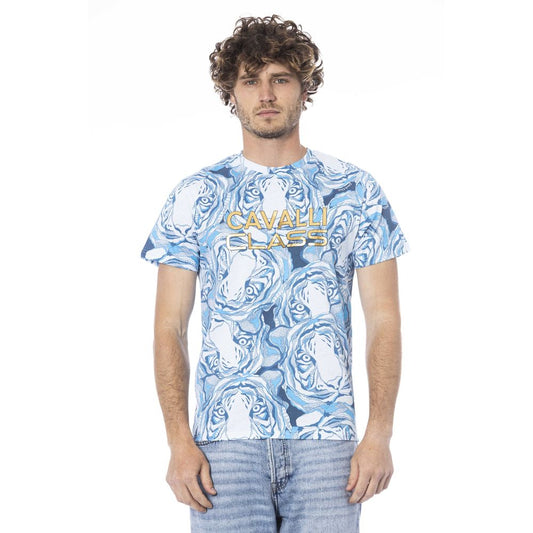 Light Blue Cotton Men T-Shirt