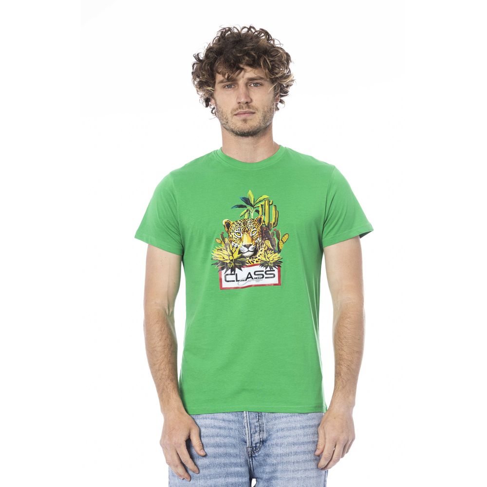 Green Cotton Men T-Shirt