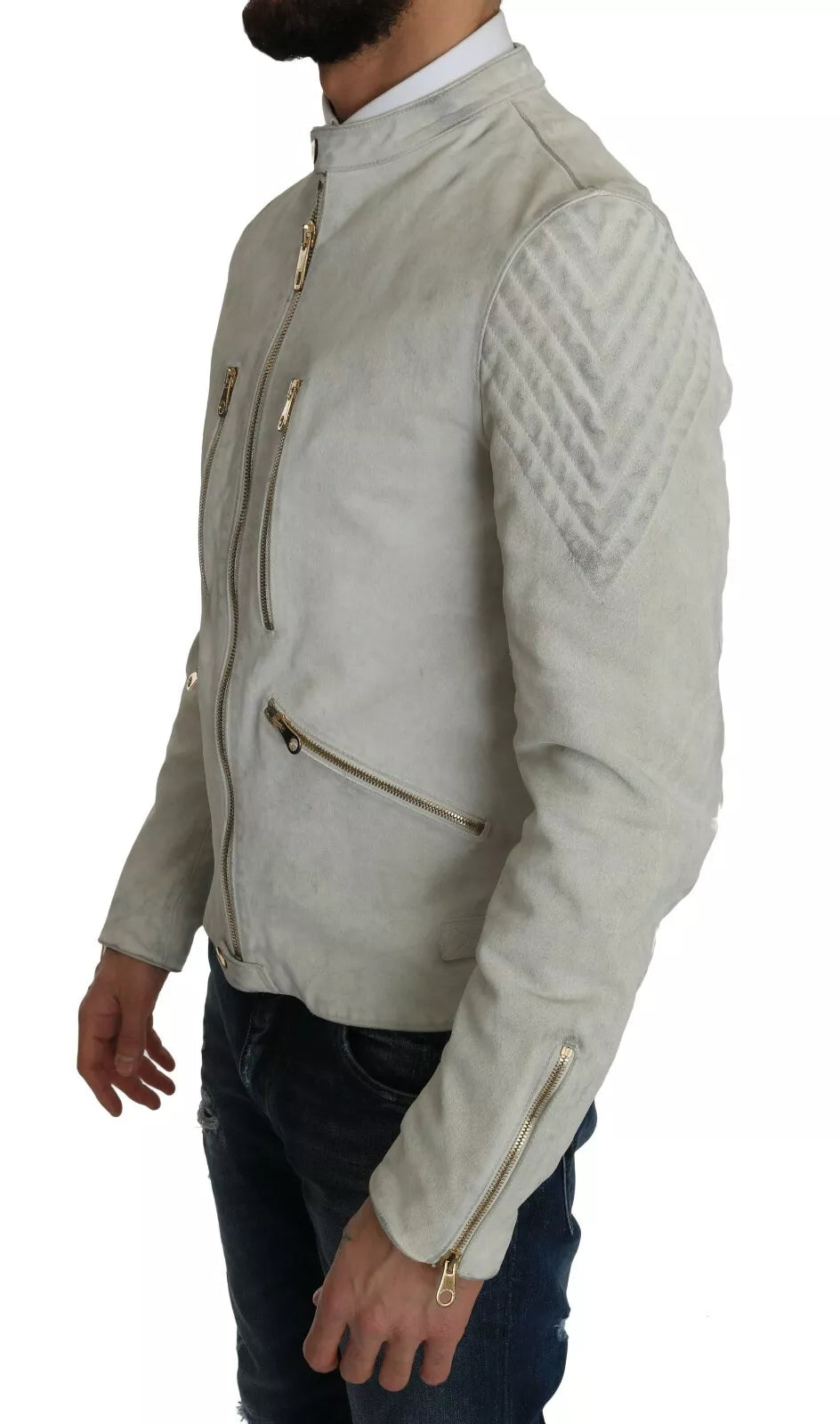 Leather White Biker Motorcycle Jacket