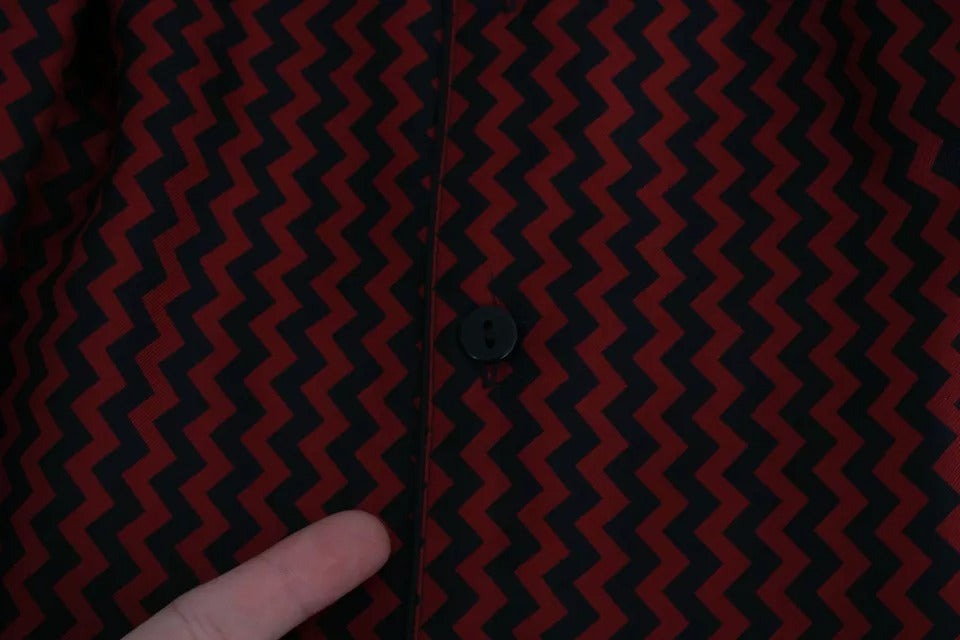 Black Red Zigzag Pattern Casual Shirt