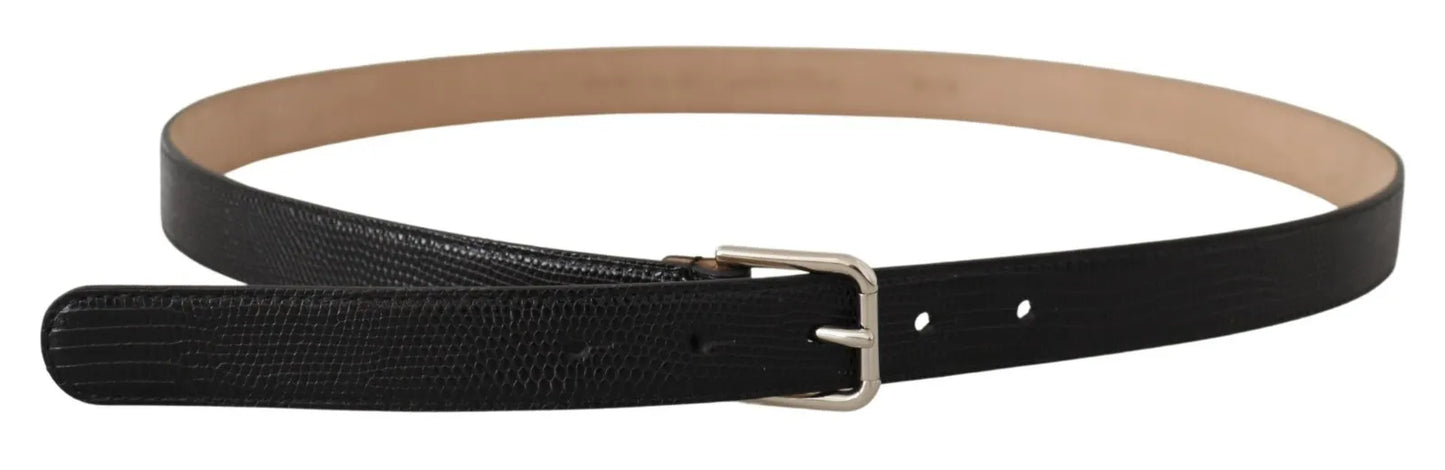 Black Classic Leather Silver Metal Buckle Belt