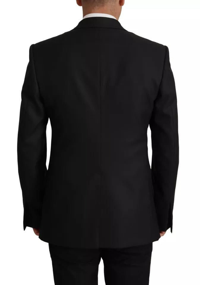 Black Polyester Single Breasted BlazerJacket