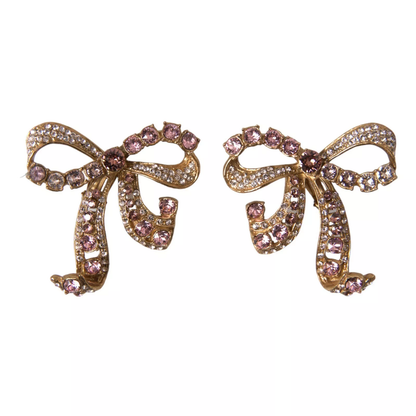 Gold Brass Pink Clear Crystal Bow Fiocchi Christmas