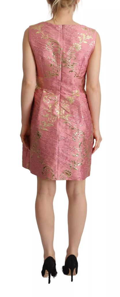 Sundress Pink Floral Jacquard Sleeveless Mini Dress