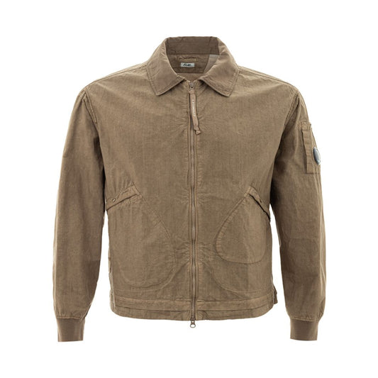 Beige Cotton Elegance Men's Jacket