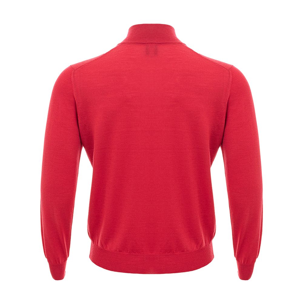 Elegant Crimson Wool T-Shirt for Men